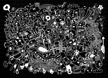 El ile çizilmiş Doodle parti arka plan