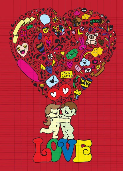 Main dessiné mignon doodle couple — Image vectorielle