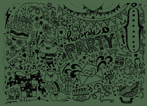 Hand gezeichnet von Doodle Party Hintergrund — Stockvektor