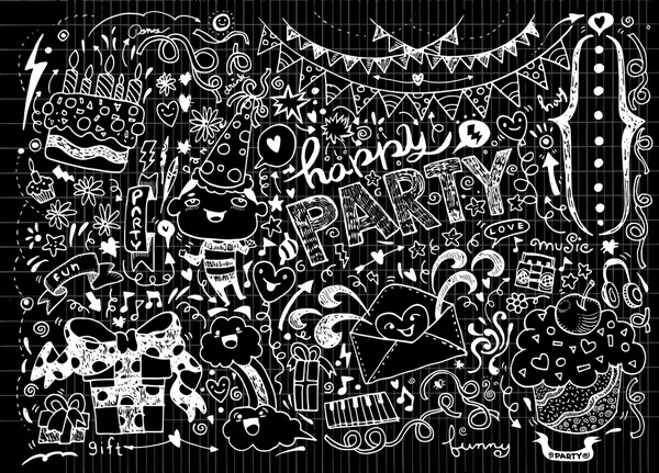 Disegnato a mano di sfondo partito Doodle — Vettoriale Stock