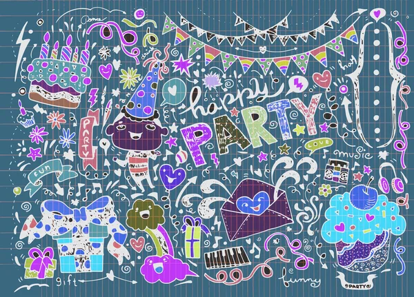 Dibujado a mano de fondo de fiesta Doodle — Archivo Imágenes Vectoriales