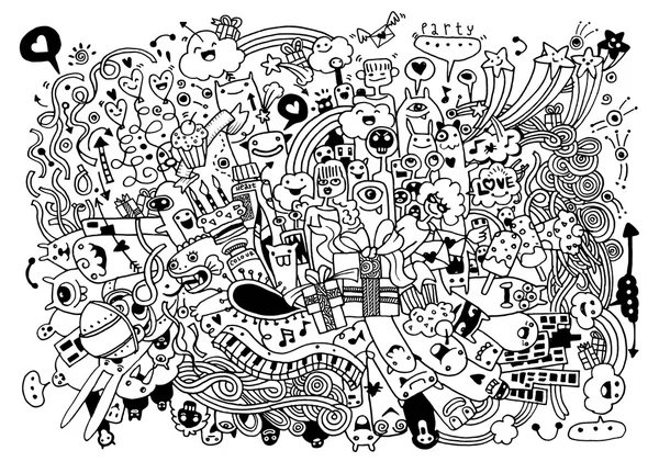 Hand Drawn of Doodle party background — Stock Vector