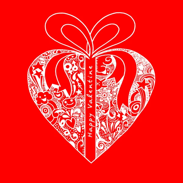 Geschenkdoos met hart op Valentijnsdag — Stockvector