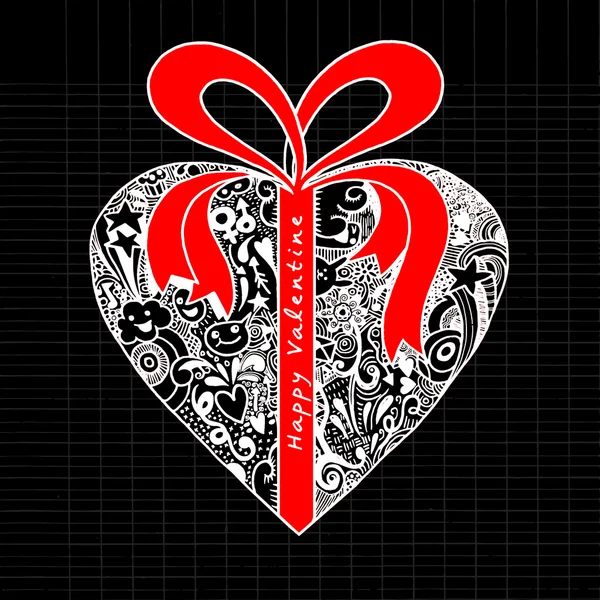 Geschenkbox mit Herzen zum Valentinstag — Stockvektor