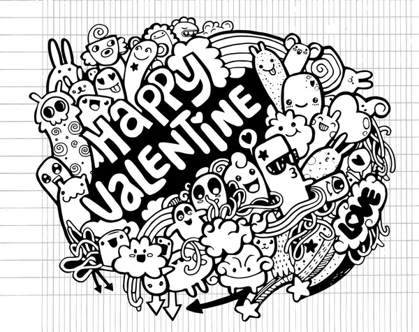 Hand Drawn of Valentines background — Stock Vector