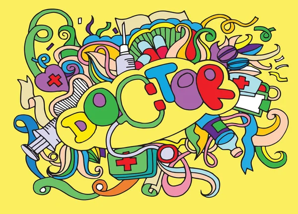 Salud y medicina doodle background — Archivo Imágenes Vectoriales