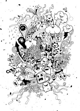 Canavar parti arkaplanının el çizimi 