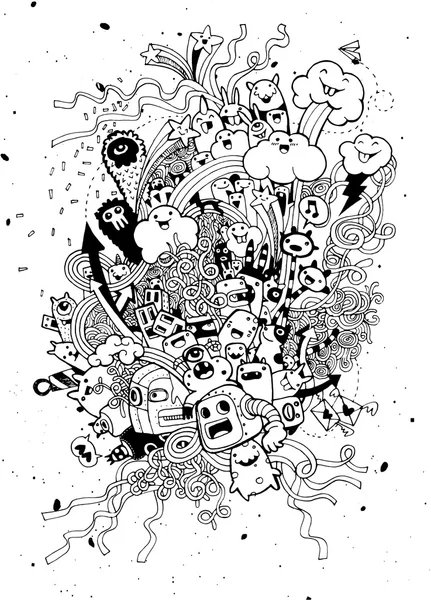 Hand Drawn of Monster party background — Stock Vector