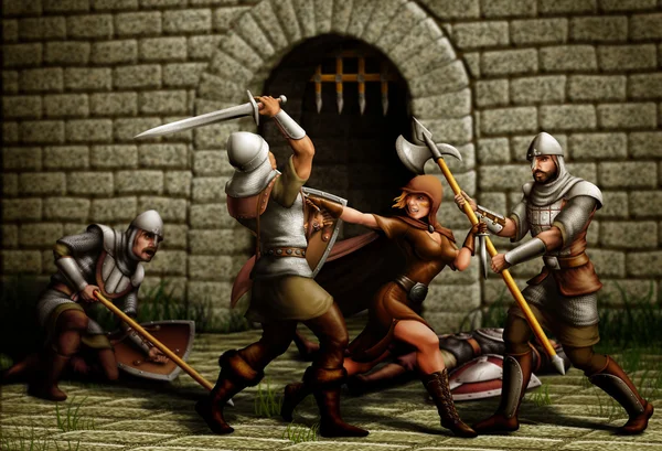  Bir kız assassin şehir'ın muhafızları ile mücadele aracılığıyla kırmaya çalışıyor