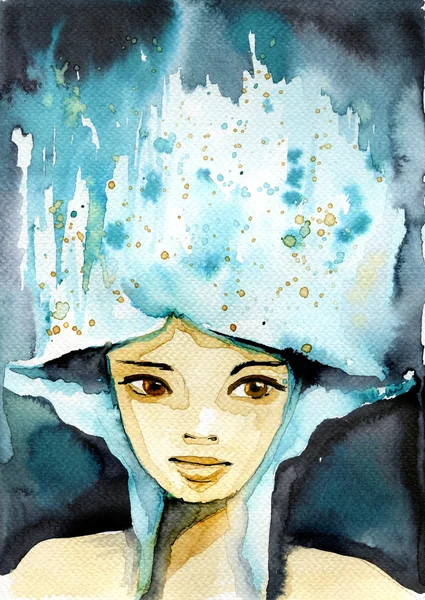 Aquarell-Illustration, abstraktes Porträt. Stockbild