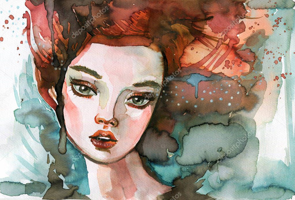 Watercolor Illustration - A fancy portrait, perfect for a book or magazine cover