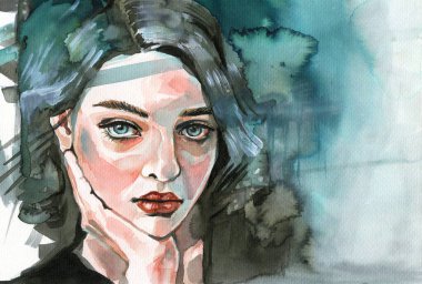 Suluboya - Süslü bir portre, bir kitap veya dergi kapağı için mükemmel