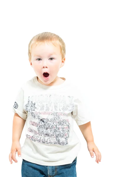 Young Boy Makes Shocked Expression — Stock Photo, Image