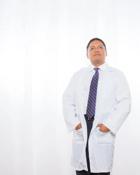 Professional Hispanic Male Wearing Lab Coat — Stock Photo, Image