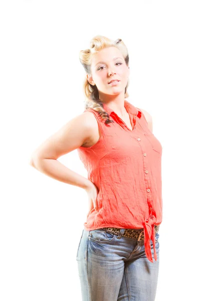 Junge erwachsene Frau in Rockabilly-Manier — Stockfoto