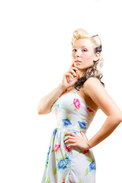 Young Woman In Short Modest Dress — Stock Photo, Image