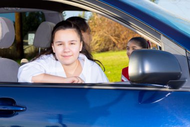 Daughter Waits Patiently As Dad Sends Off Sister clipart