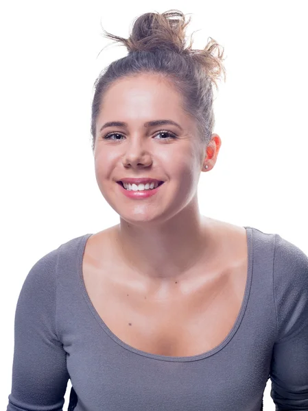 Young Caucasian Female With Gray Eyes And Brown Hair — Stock Photo, Image