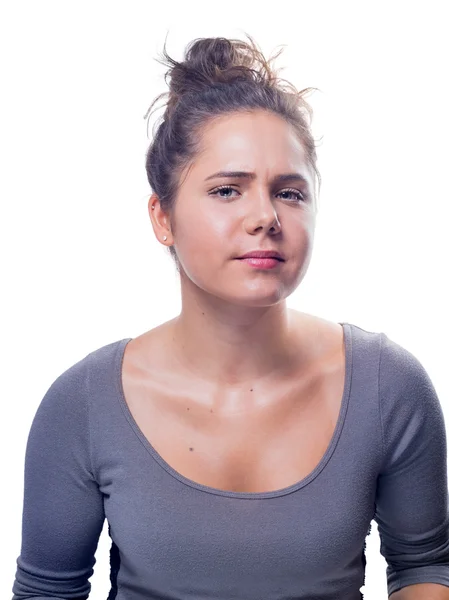 Young Caucasian Female With Gray Eyes And Brown Hair — Stock Photo, Image