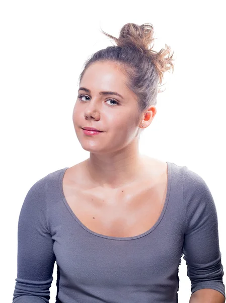 Young Caucasian Female With Gray Eyes And Brown Hair — Stock Photo, Image