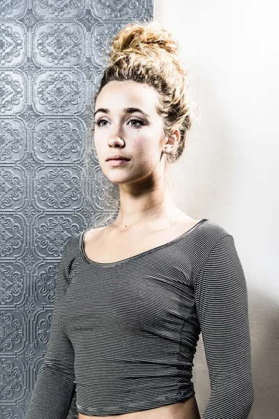 Young Female With Curly Golden Hair — Stock Photo, Image