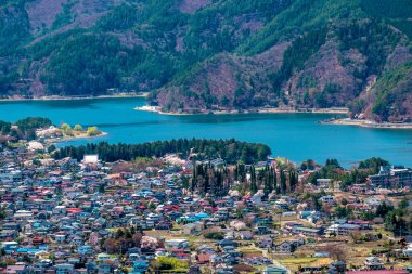 Güzel manzara Gölü Kawaguchiko, Japonya