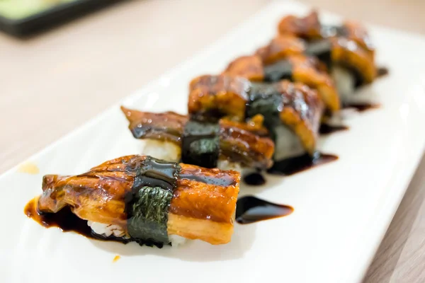 Nahaufnahme von unagi sushi set japan aal — Stockfoto