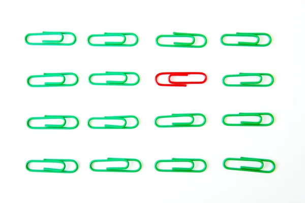 Variety of colorful paper clips on white background : different object concept — Stock Photo, Image