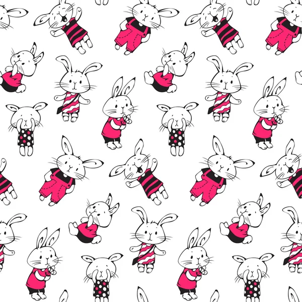 Divertidos conejos de dibujos animados — Vector de stock