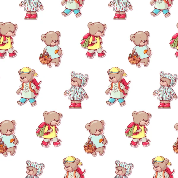 Teddy bears naadloze patroon — Stockvector