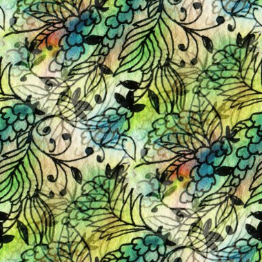 doodle tarzı yeşil yaprakları