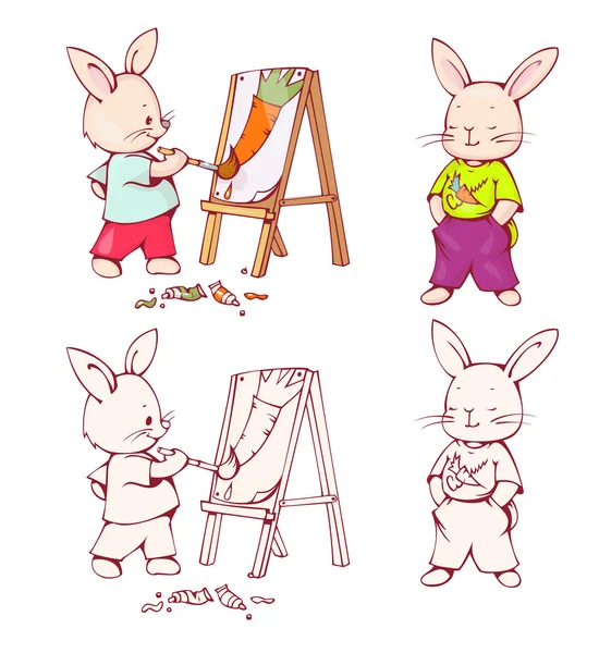 Grappige cartoon Bunnies — Stockvector