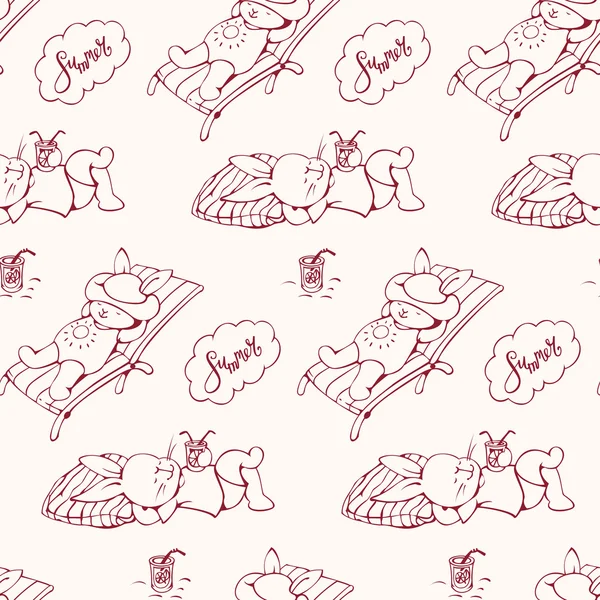 재미 있는 만화 토끼 패턴 — 스톡 벡터