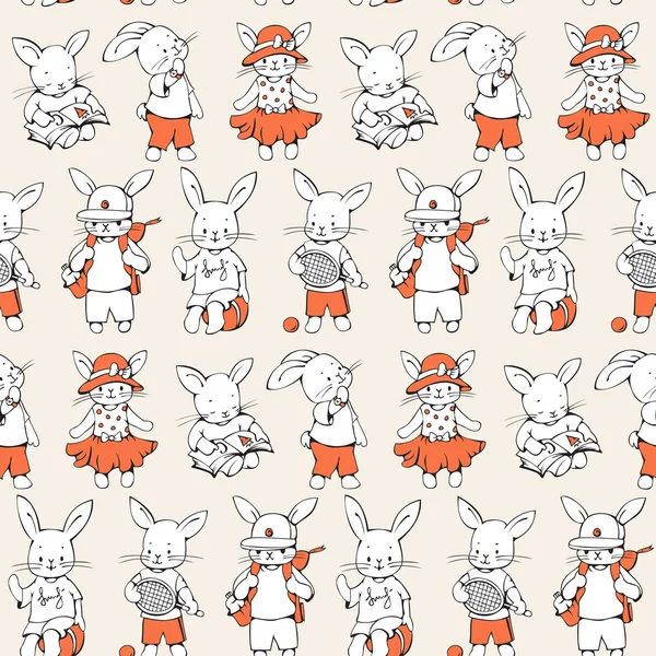 Cartoon kaniner mönster — Stock vektor