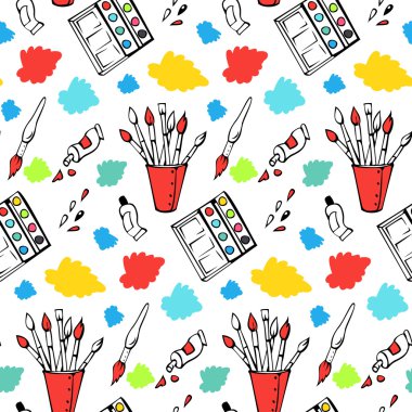 Boya ve fırça ile Seamless Modeli