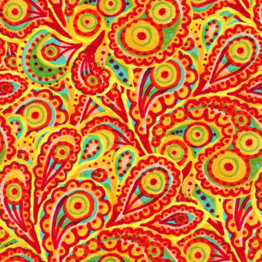 Çok renkli Paisley desenli kusursuz desen