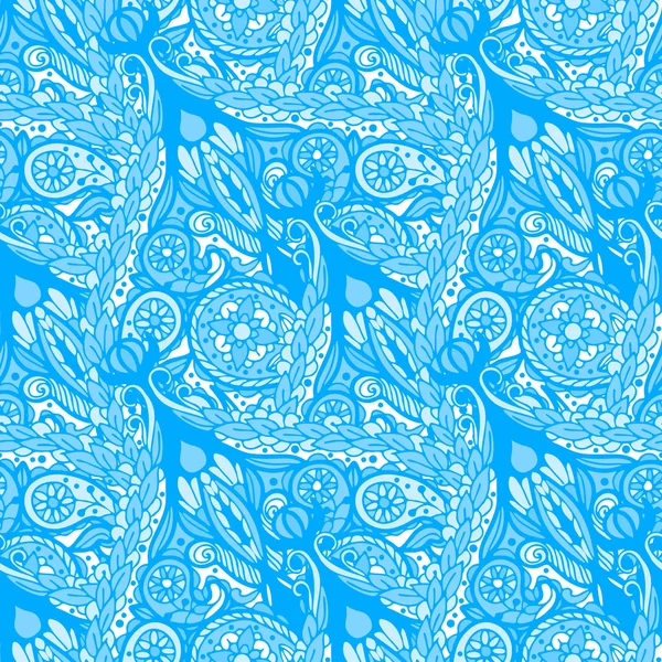 Patrón sin costuras con estampado azul de Paisley — Archivo Imágenes Vectoriales