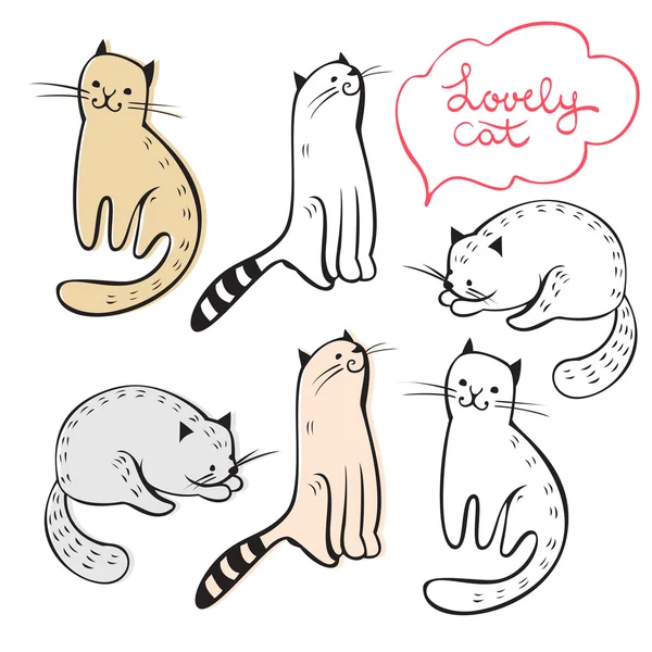 Divertido dibujos animados gatos — Vector de stock