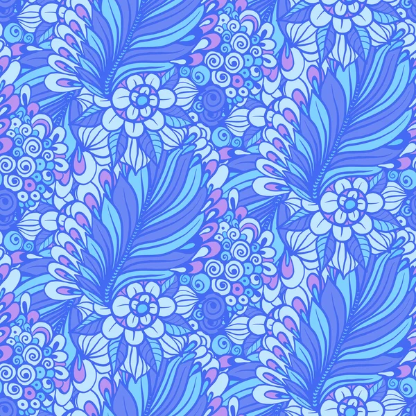 Modèle bleu avec des fleurs — Image vectorielle
