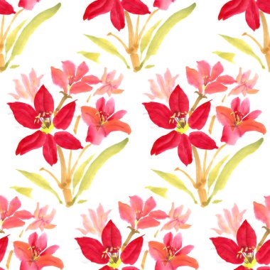 kırmızı sulu boya çiçekler