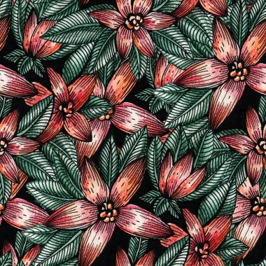 Suluboya kırmızı çiçekler