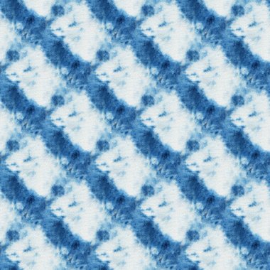 Beyaz ipeğin üzerindeki çivit rengi kusursuz kravat boyası deseni. El boyası kumaşlar - nodüler batik. Shibori boyaması.. 