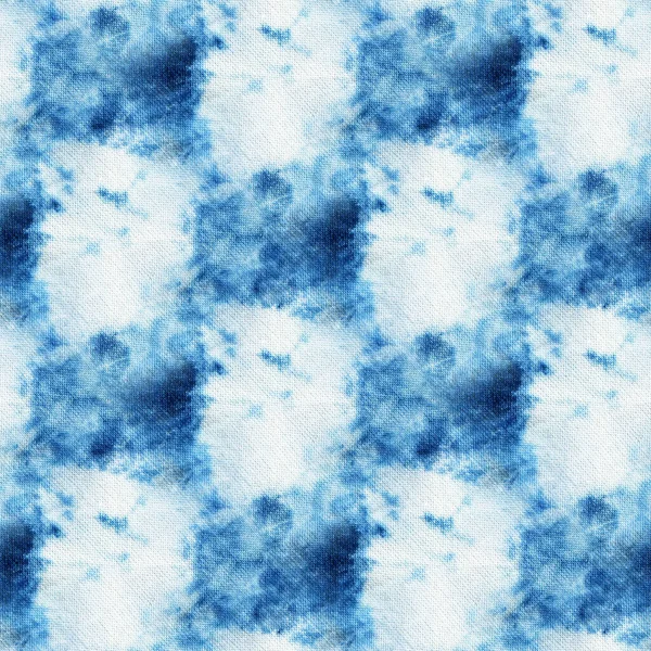 Naadloze Tie Dye Patroon Van Indigo Kleur Witte Zijde Handschilderstoffen — Stockfoto