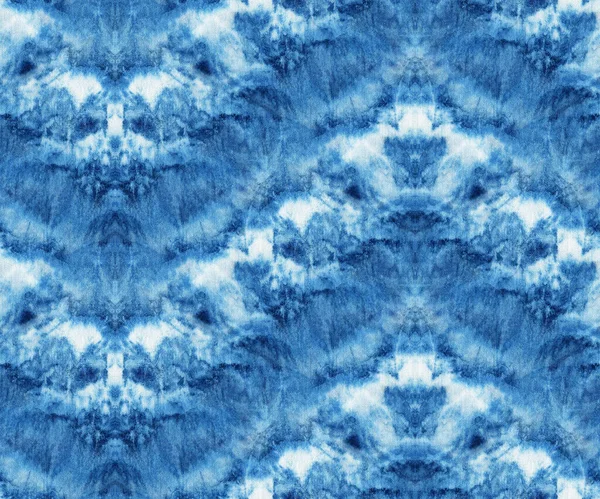 Sömlös Tie Dye Mönster Indigo Färg Vitt Siden Handmålning Tyger — Stockfoto