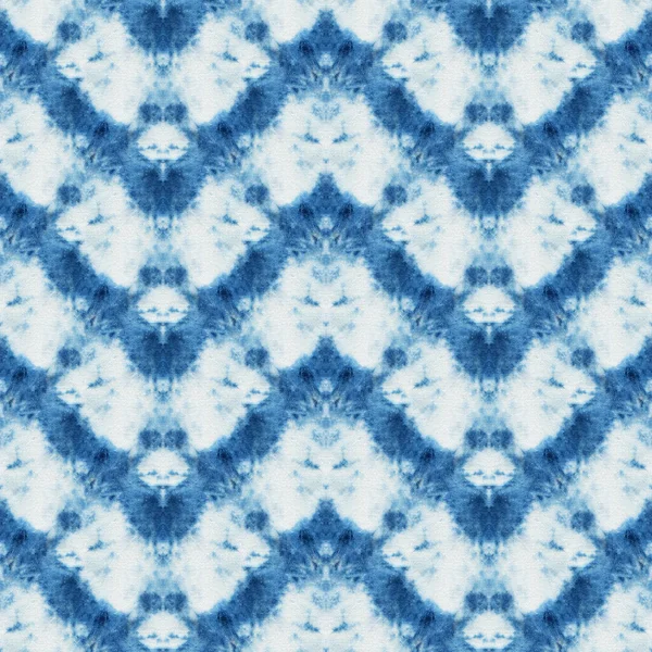 Naadloze Tie Dye Patroon Van Indigo Kleur Witte Zijde Handschilderstoffen — Stockfoto