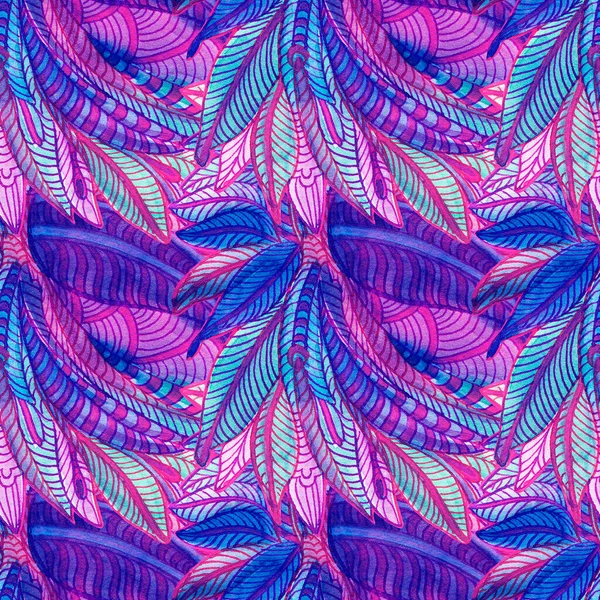 Seamless pattern with multicolor Paisley print.  Watercolor illustration.