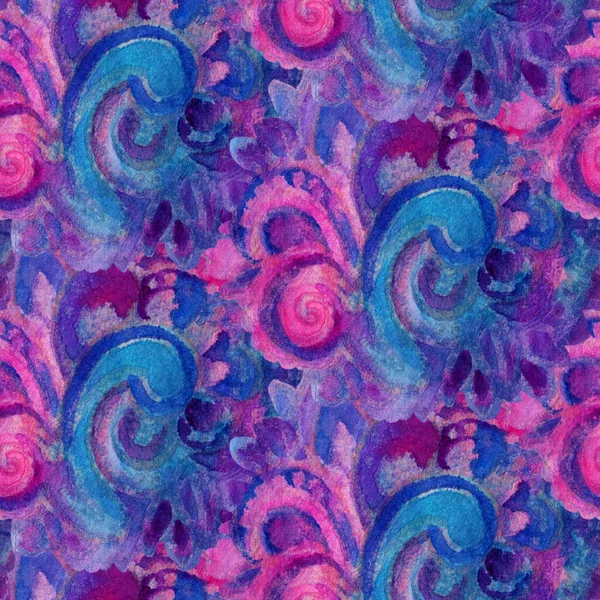 Padrão Sem Costura Com Impressão Paisley Multicolor Ilustração Aquarela — Fotografia de Stock