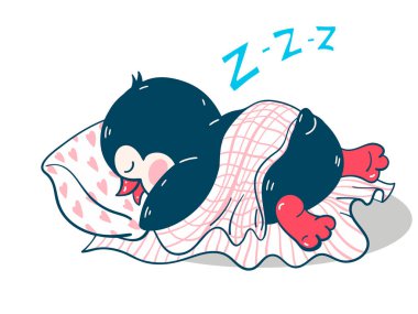 Beyaz arka planda izole edilmiş sevimli bir penguen tasviri. Vektör illüstrasyonu