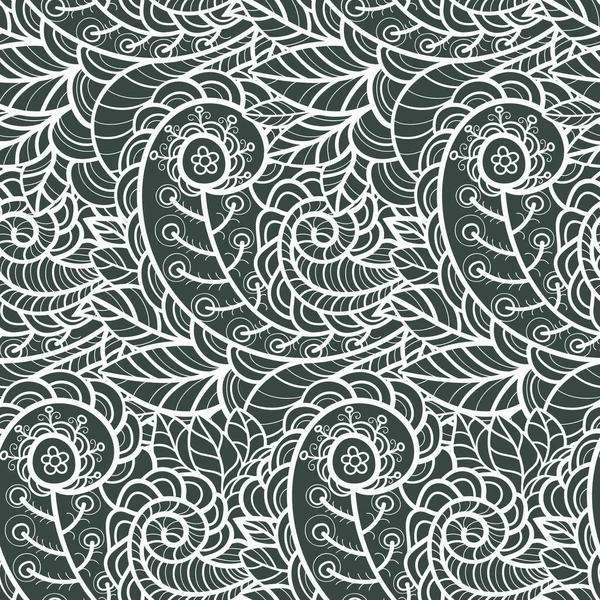 Nahtloses Schwarz Weißes Muster Mit Paisley Print Retro Stil Vektorillustration — Stockvektor