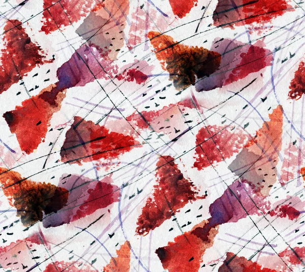 Modèle Abstrait Sans Couture Avec Dessin Aquarelle Dans Style Doodle — Photo